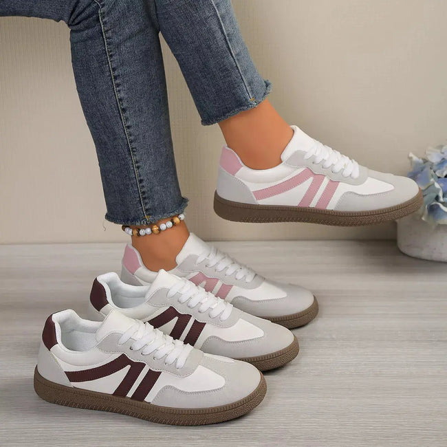Striped Lace-Up Casual Sneakers  Style Ratio