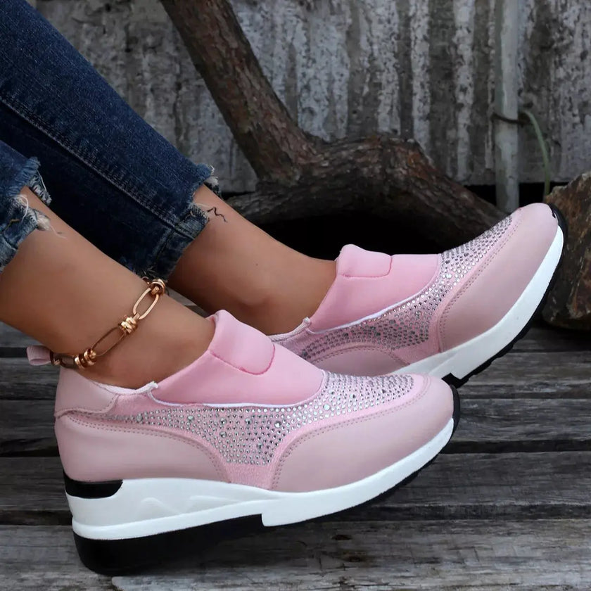 Rhinestone Embellished Wedge Sneakers  Style Ratio