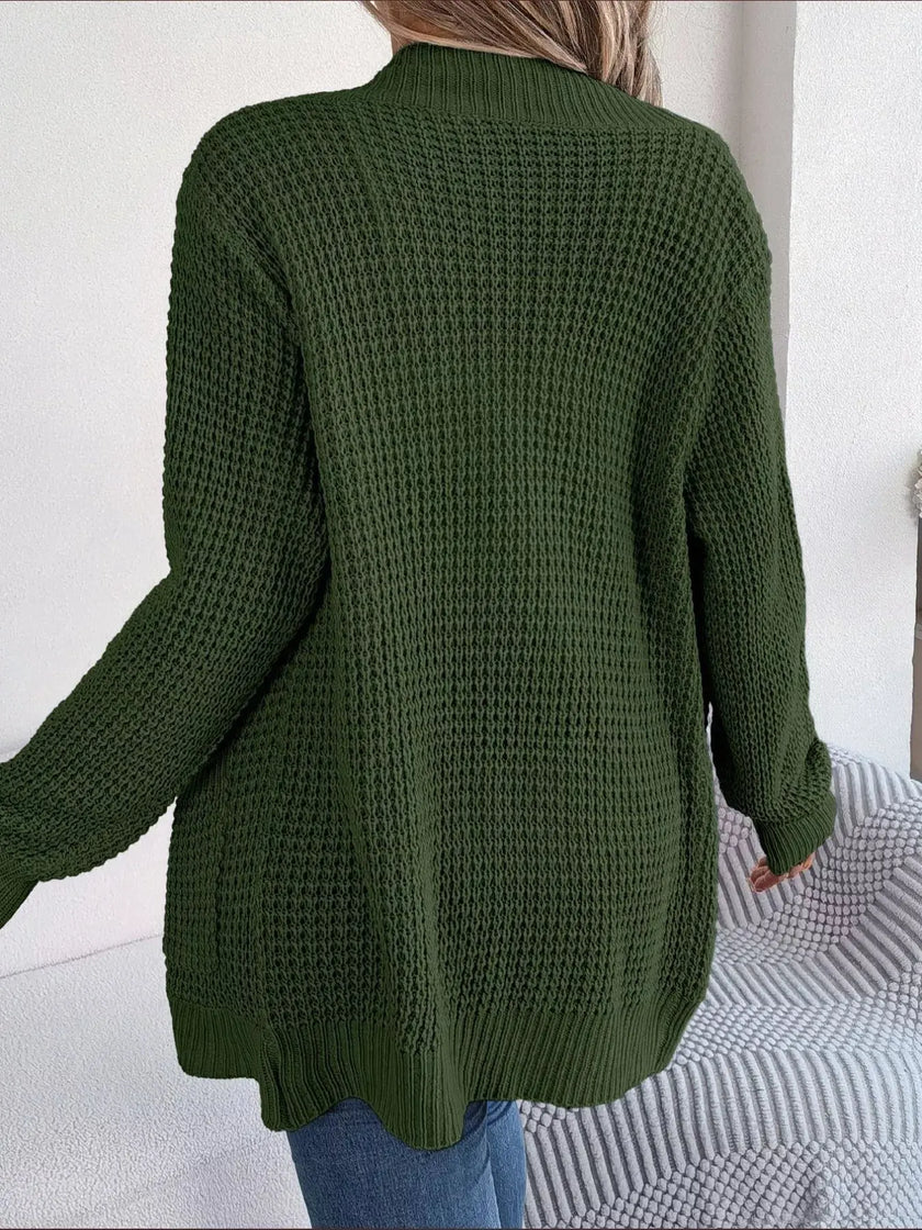 Chunky Knit Open Front Cardigan with Pockets  Style Ratio