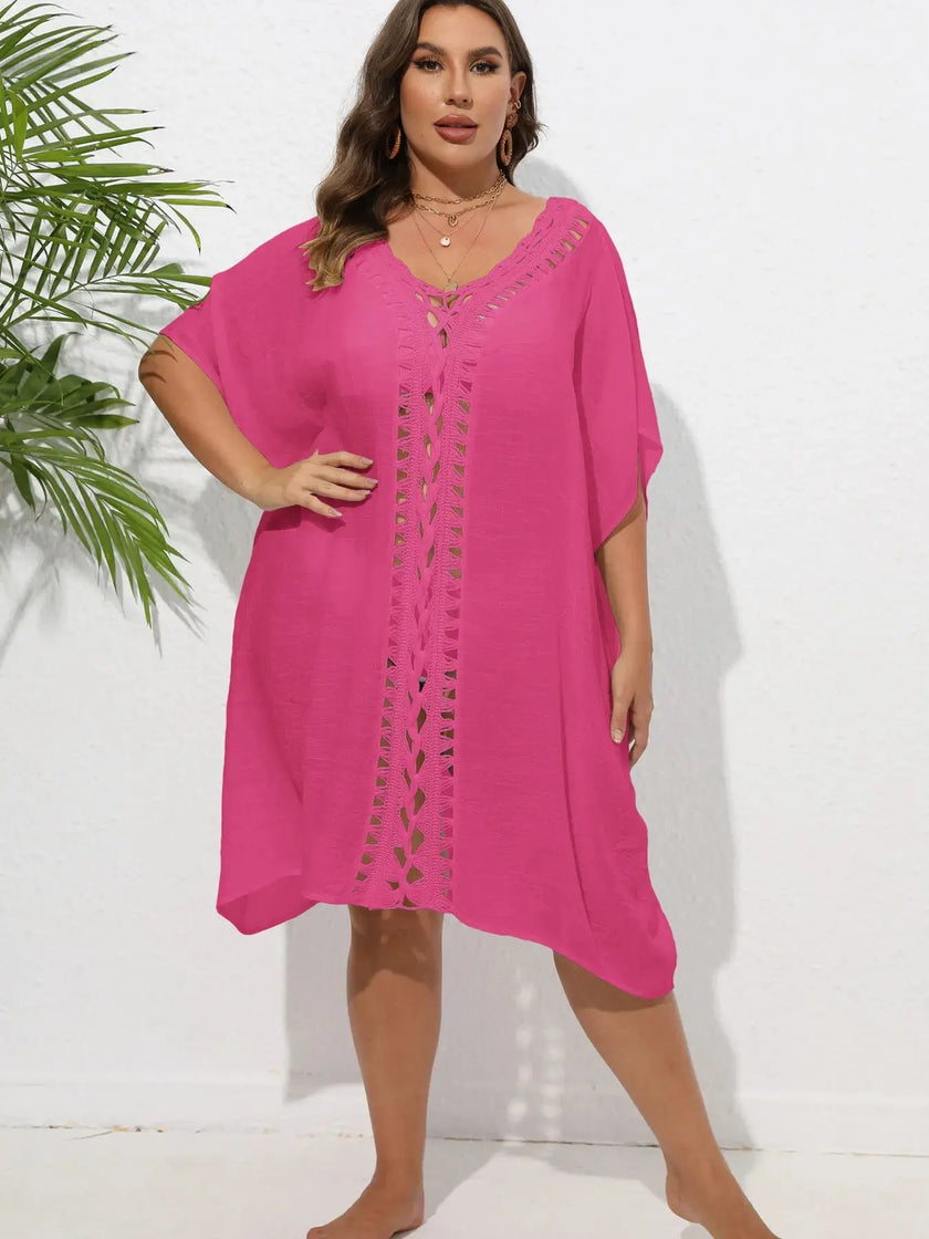 Crochet Trim V-Neck Beach Cover Up  Style Ratio