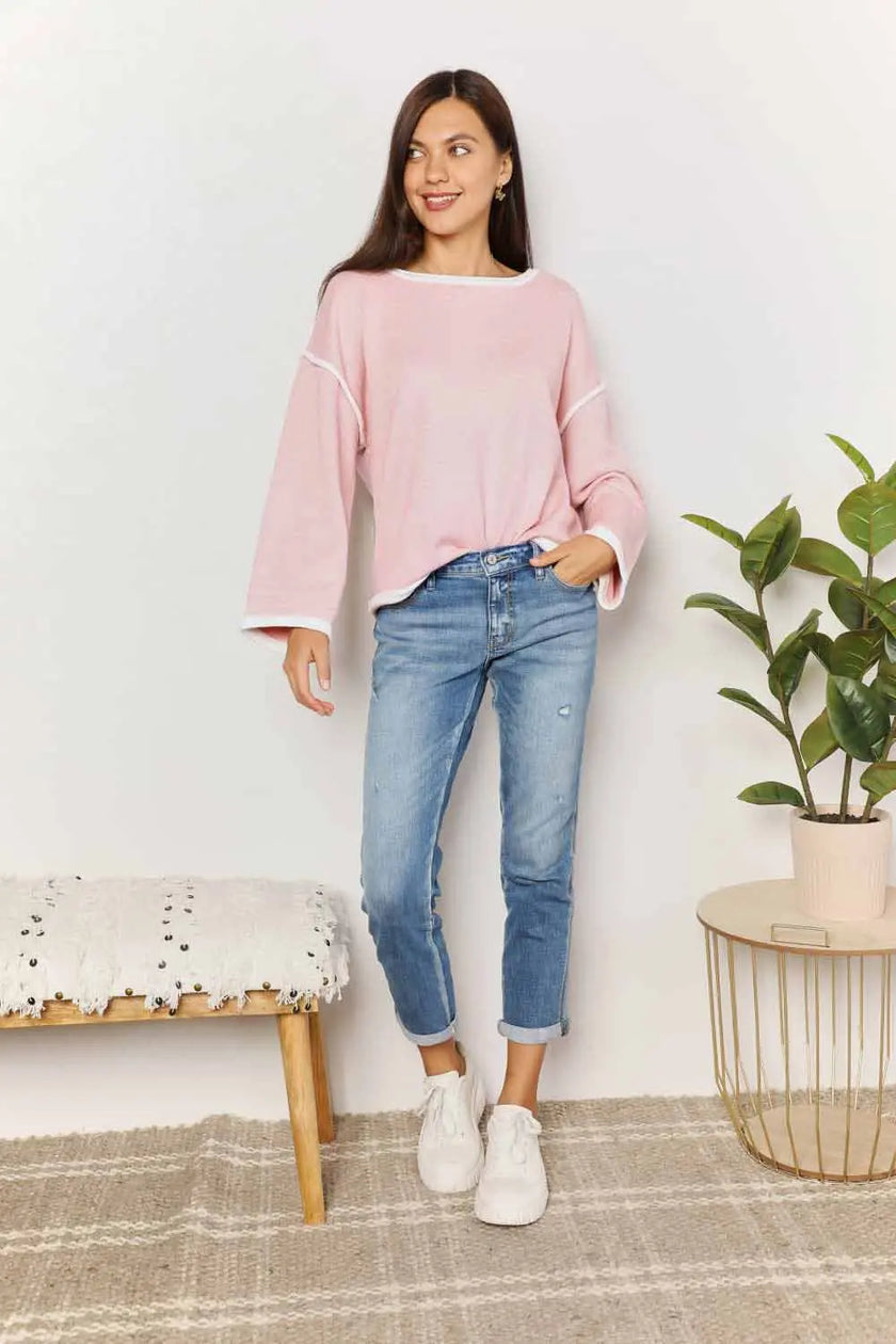 Angel Wings Contrast Detail Dropped Shoulder Sweatshirt  Style Ratio