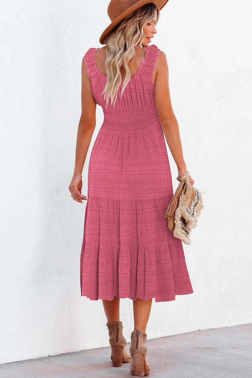 Scoop Neck Wide Strap Midi Dress  Style Ratio