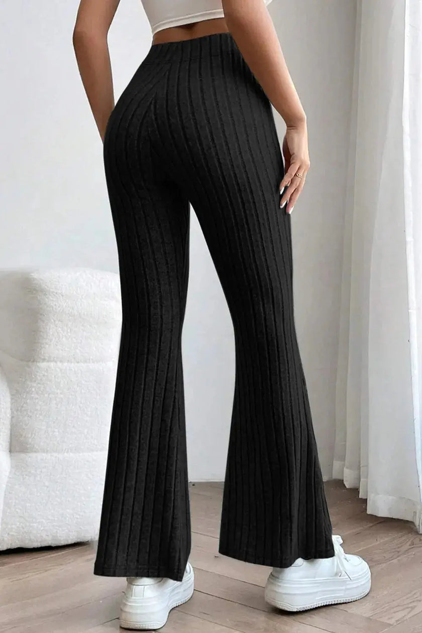 Basic Bae Full Size Ribbed High Waist Flare Pants  Style Ratio