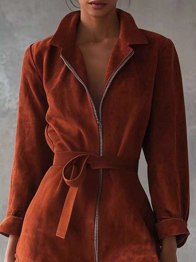 Lace-Trim Zip Front Dress  Style Ratio