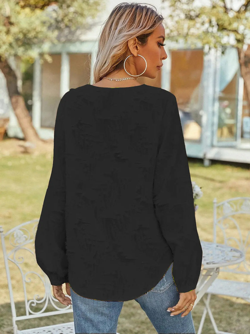 V-Neck Long Sleeve Blouse  Style Ratio
