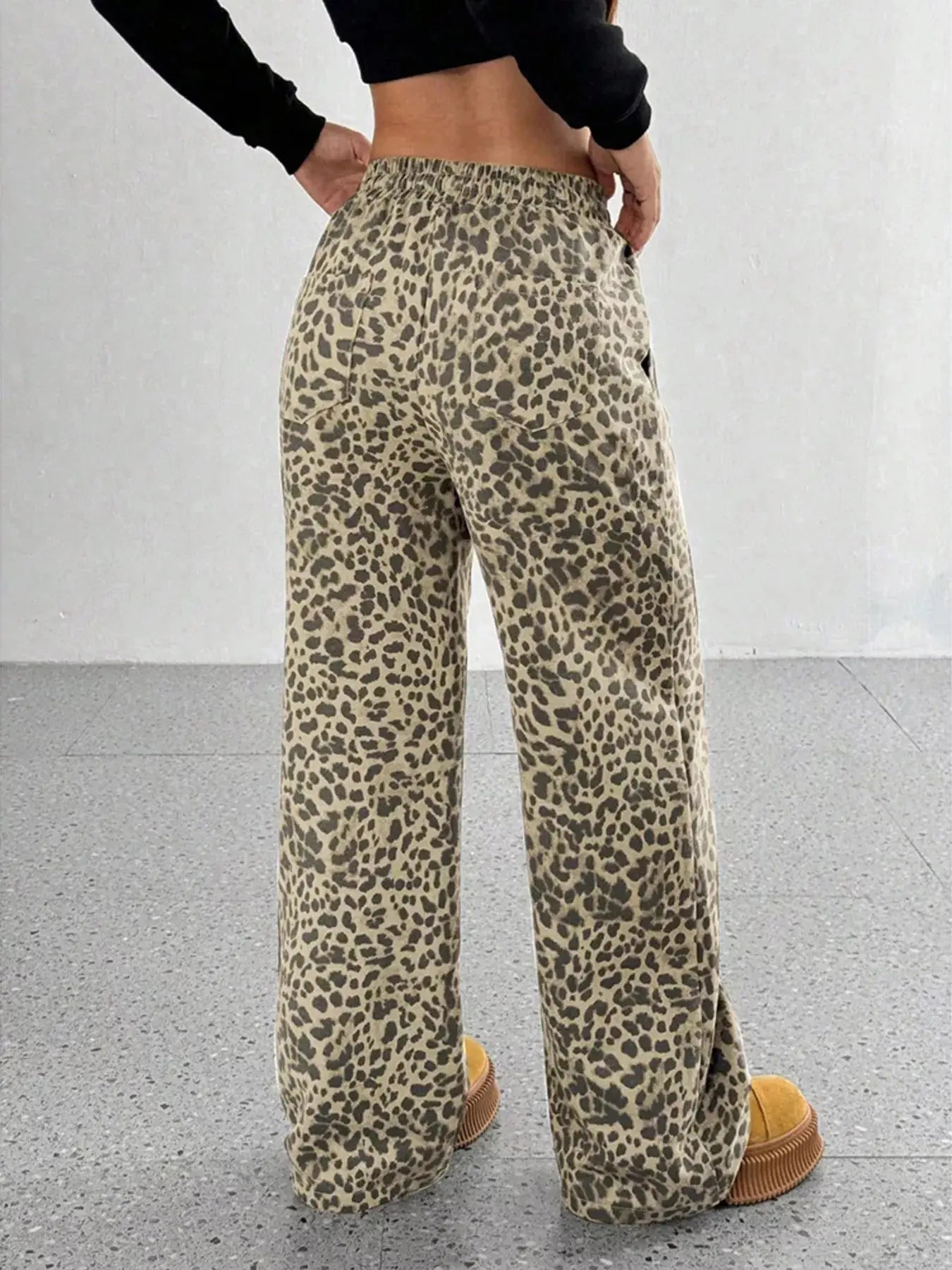 Full Size Leopard Print Wide Leg Pants Plus Size  Style Ratio