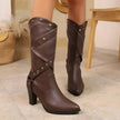 Riveted Criss-Cross Strap Heeled Boots  Style Ratio