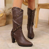 Riveted Criss-Cross Strap Heeled Boots  Style Ratio