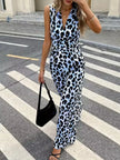 Sleeveless V Neck Leopard Print Jumpsuit  Style Ratio