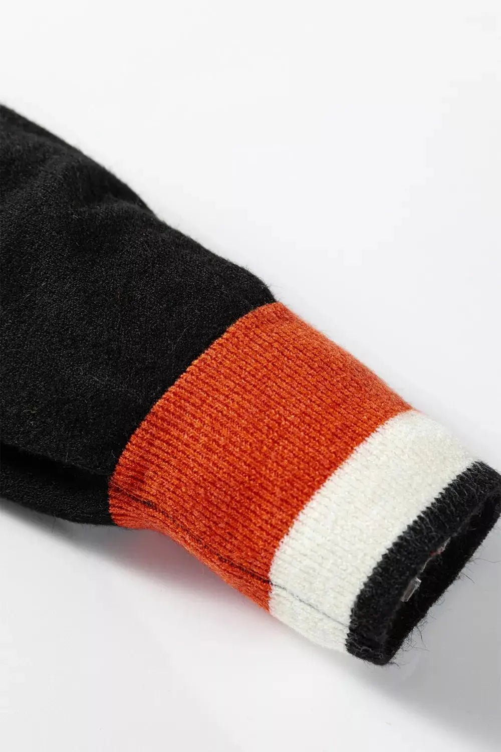 Contrast Striped Trim V Neck Varsity Sweater  Style Ratio