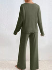 Ribbed V-Neck Top and Pants Loungewear  Style Ratio
