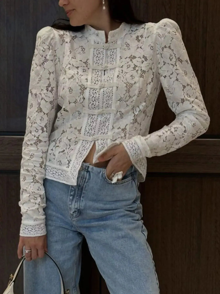 Lace Button-Up Shirt  Style Ratio