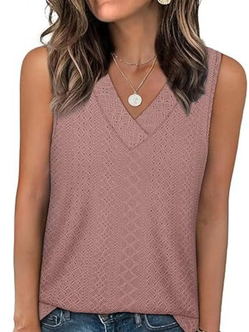 Eyelet V-Neck Tank  Style Ratio