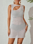 Crochet Sleeveless Cover-Up Dress with Cutout Detail  Style Ratio
