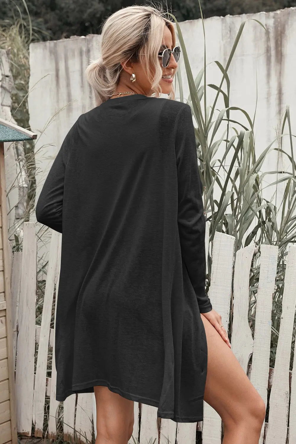 Button Down Long Sleeve Longline Cardigan  Style Ratio