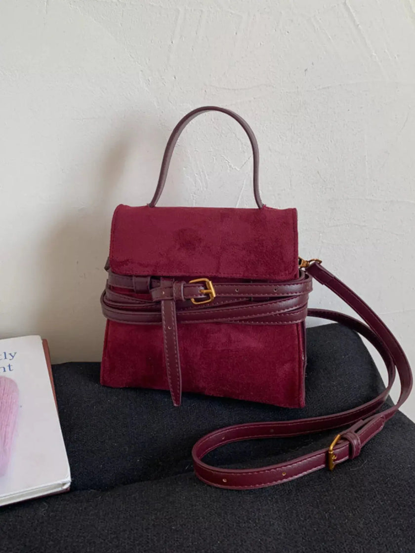 Suede Buckle Decor Crossbody Bag  Style Ratio