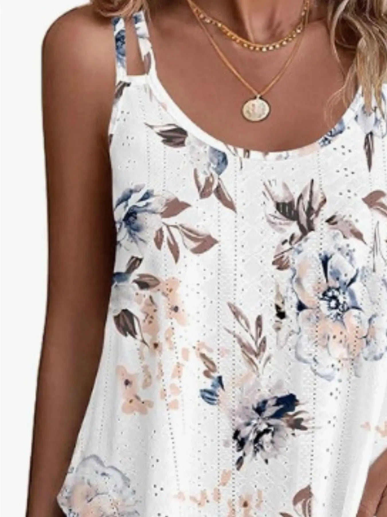 Eyelet Double Strap Tank Top  Style Ratio