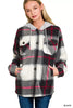 Zenana Plaid Drawstring Hooded Fleece Shacket  Style Ratio