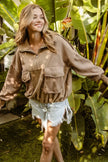 BiBi Half Zip Vintage Washed Fleece Pullover Jacket  Style Ratio