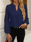 Notched Balloon Sleeve Blouse  Style Ratio