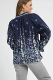 Umgee Full Size Floral Vine Print Blouse with Balloon Sleeves  Style Ratio