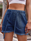 Denim Drawstring Raw Hem Denim Shorts  Style Ratio