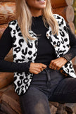 Leopard Print Sherpa Fleece Vest Coat  Style Ratio