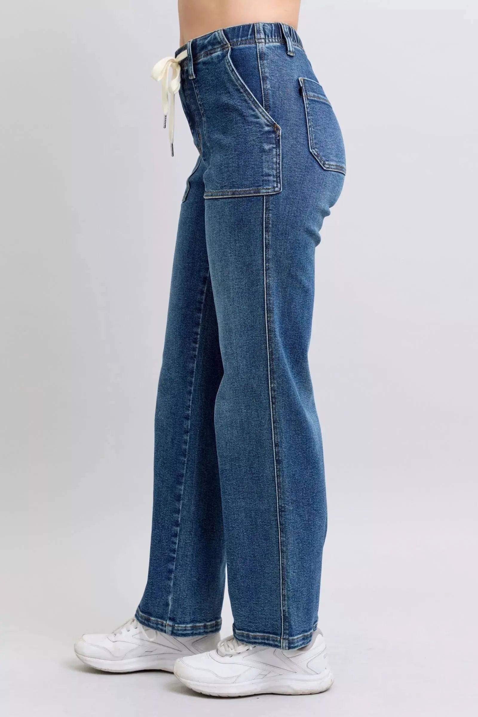 Judy Blue Drawstring Straight Jeans with Pockets  Style Ratio