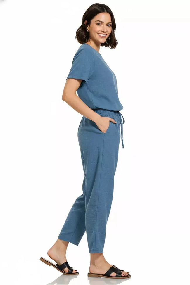 Zenana Woven Crepe Elastic Band Waist Pants  Style Ratio