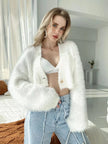 Fluffy Knit Cropped Cardigan  Style Ratio