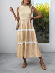 Striped Smocked Sleeveless Tiered Midi Dress  Style Ratio