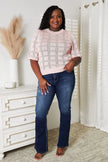 Mandy Ribbed Trim Round Neck Knit Blouse  Style Ratio