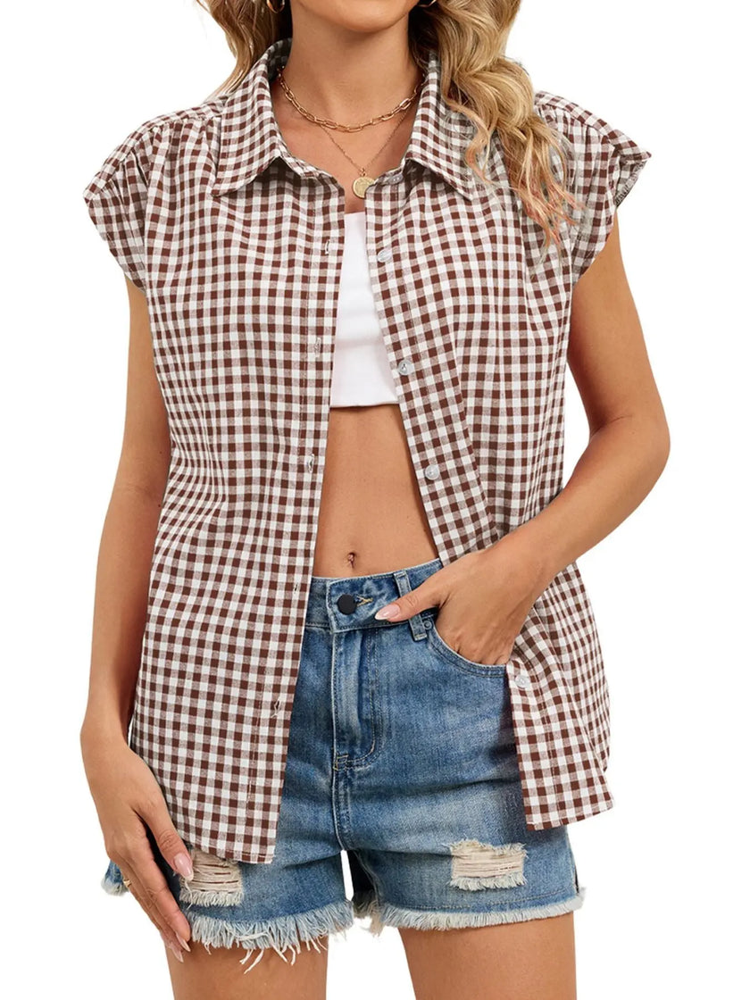 Gingham Button Down Short Sleeve Shirt  Style Ratio