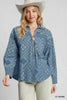 Umgee Paisley Print Denim Shacket  Style Ratio