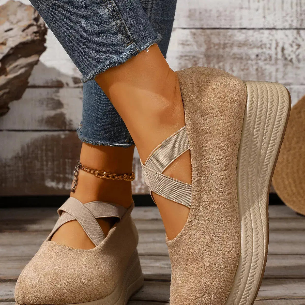 Crisscross Wedge Slip-Ons  Style Ratio