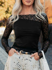 Asymmetric Sheer Floral Lace Long Sleeve Top  Style Ratio
