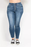 Judy Blue Full Size High Rise Button Fly Skinny Jeans Plus Size  Style Ratio