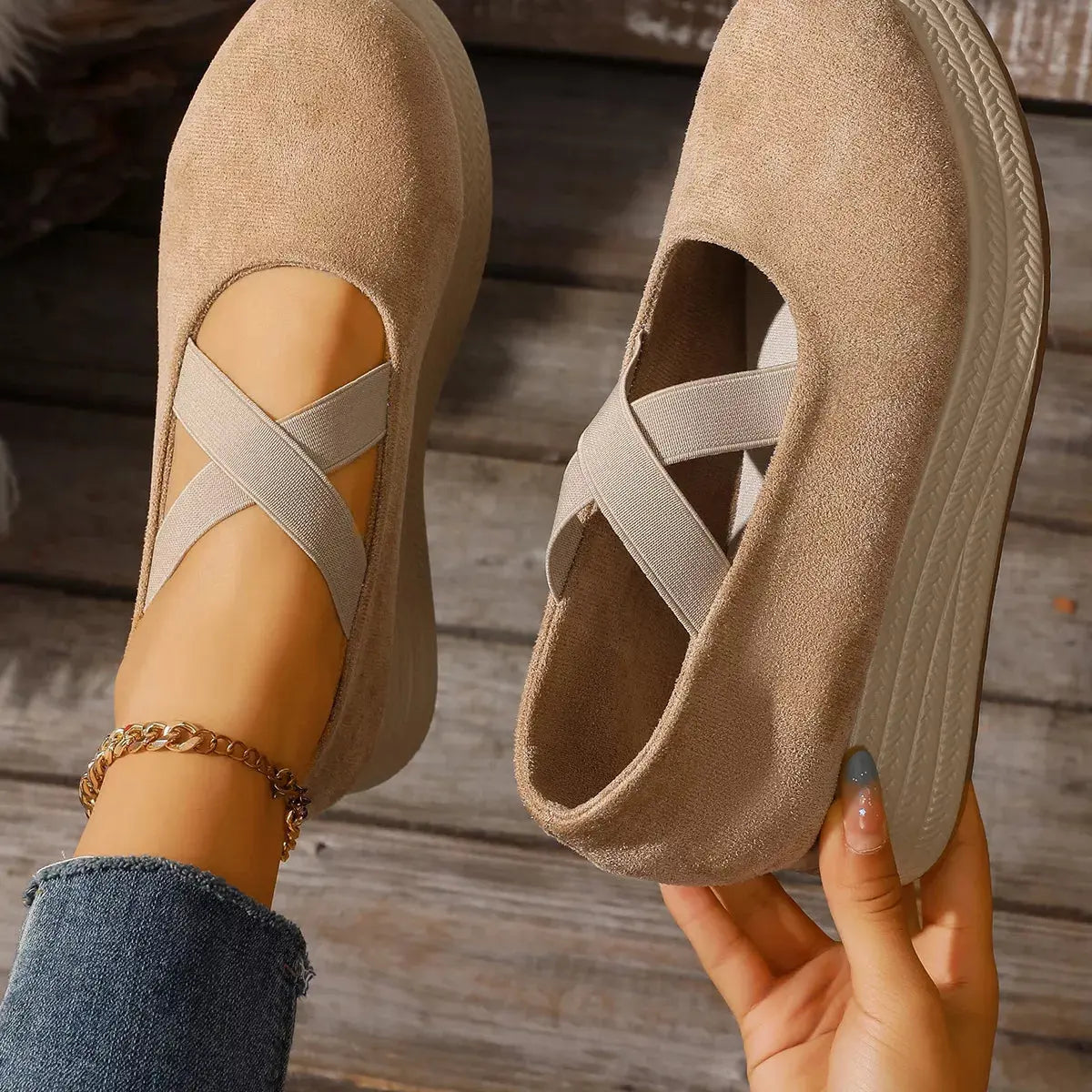 Crisscross Wedge Slip-Ons  Style Ratio