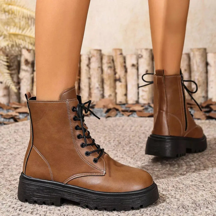 Round Toe Block Heels Boots  Style Ratio