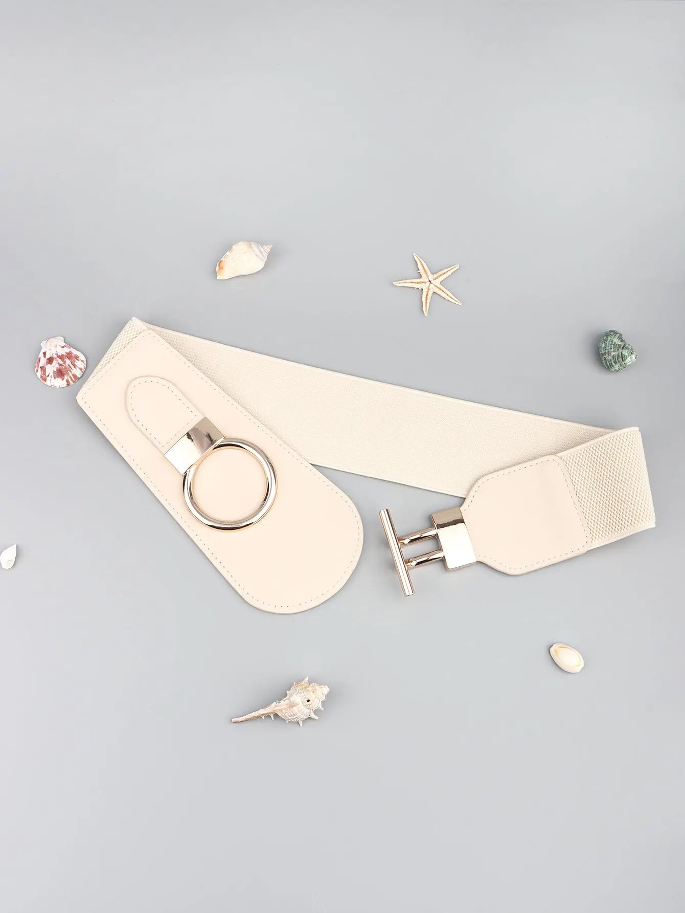 PU Elastic Wide Belt with Alloy Buckle  Style Ratio