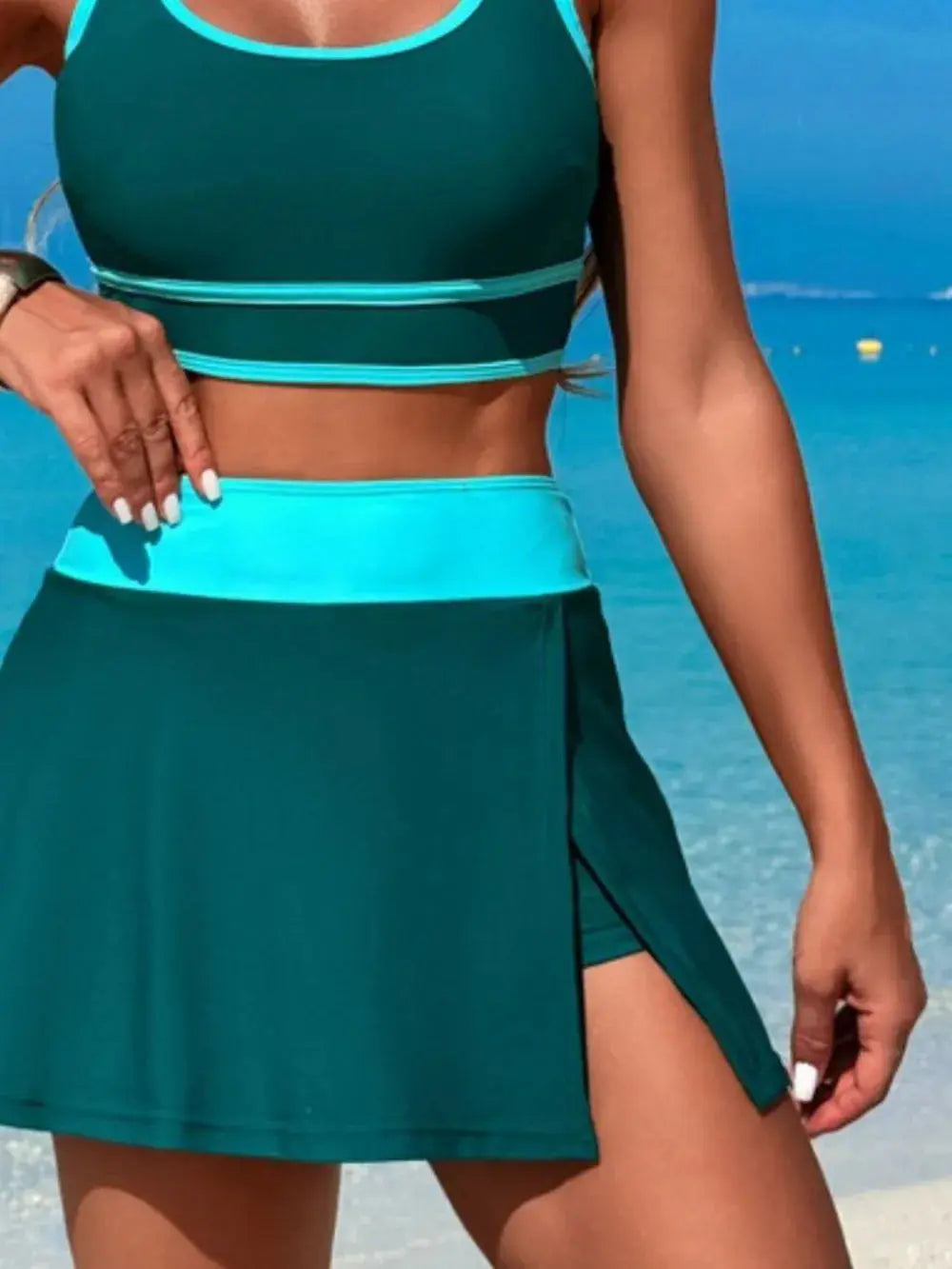 Scoop Neck Top and Skort Swim Set  Style Ratio