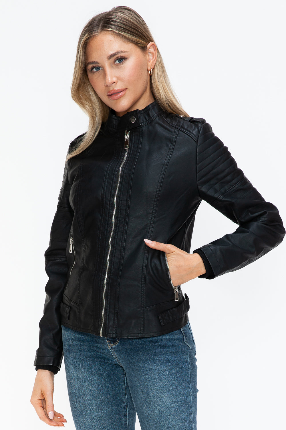 Biker Jacket with Side Zip Pockets