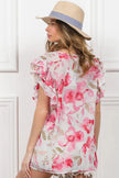 BiBi Floral Print Flutter Sheer Blouse  Style Ratio