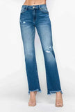 bytos Full Size Raw Hem Distressed Mid Rise Straight Jeans  Style Ratio