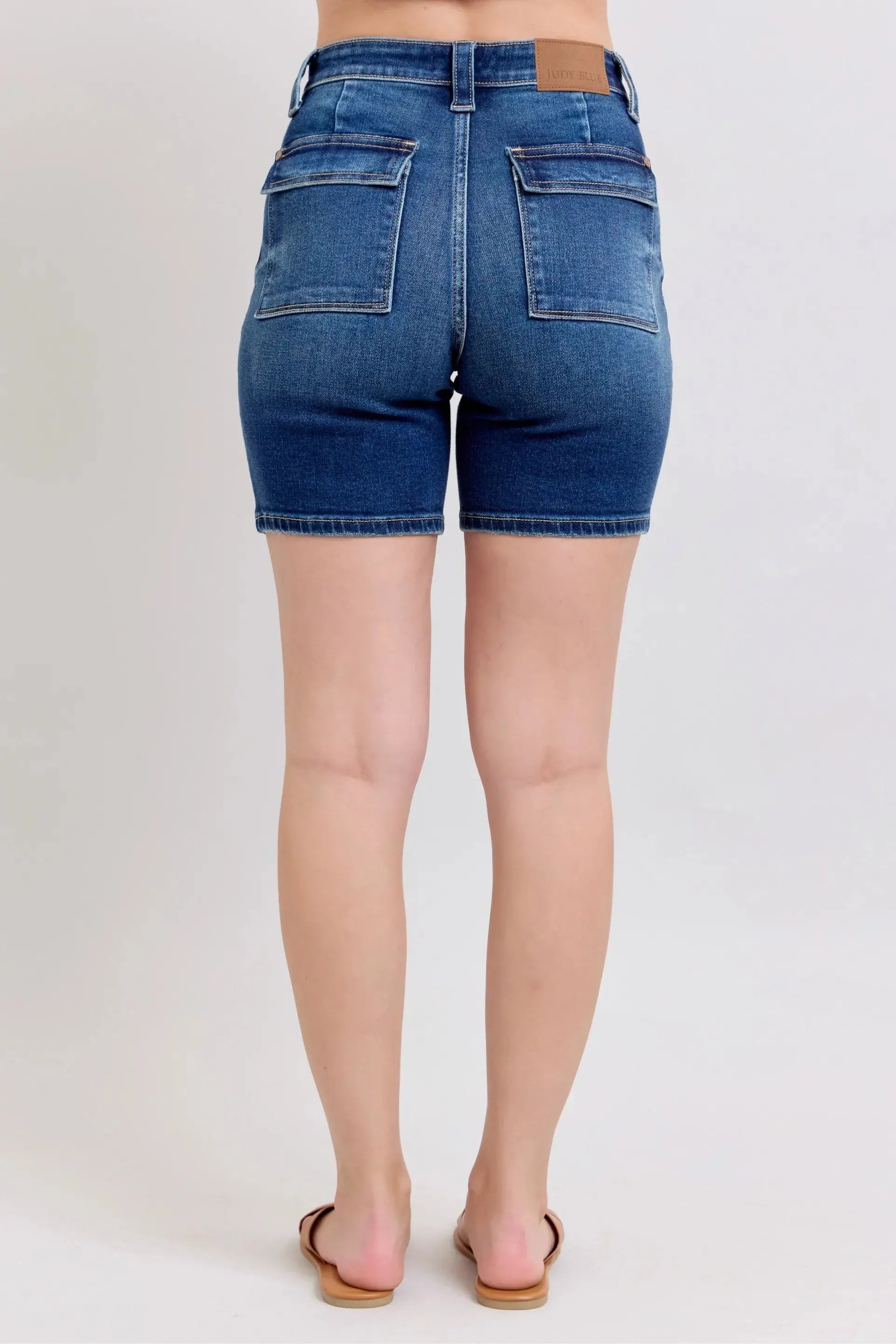 Judy Blue Full Size High Waist Bermudas Jeans W/ Back Flap Pockets  Style Ratio