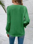 V-Neck Lace Detail Flounce Sleeve Blouse  Style Ratio
