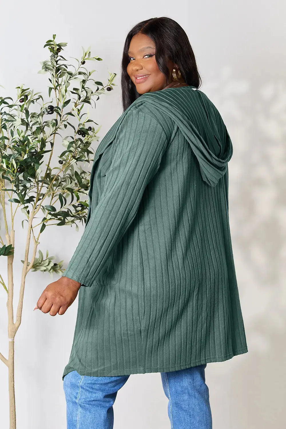 Basic Bae Full Size Hooded Sweater Cardigan  Style Ratio