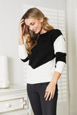 Woven Right Two-Tone Openwork Rib Knit Sweater  Style Ratio