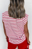 Stripe Textured Knit Button Detail Short Sleeve Shirt  Style Ratio