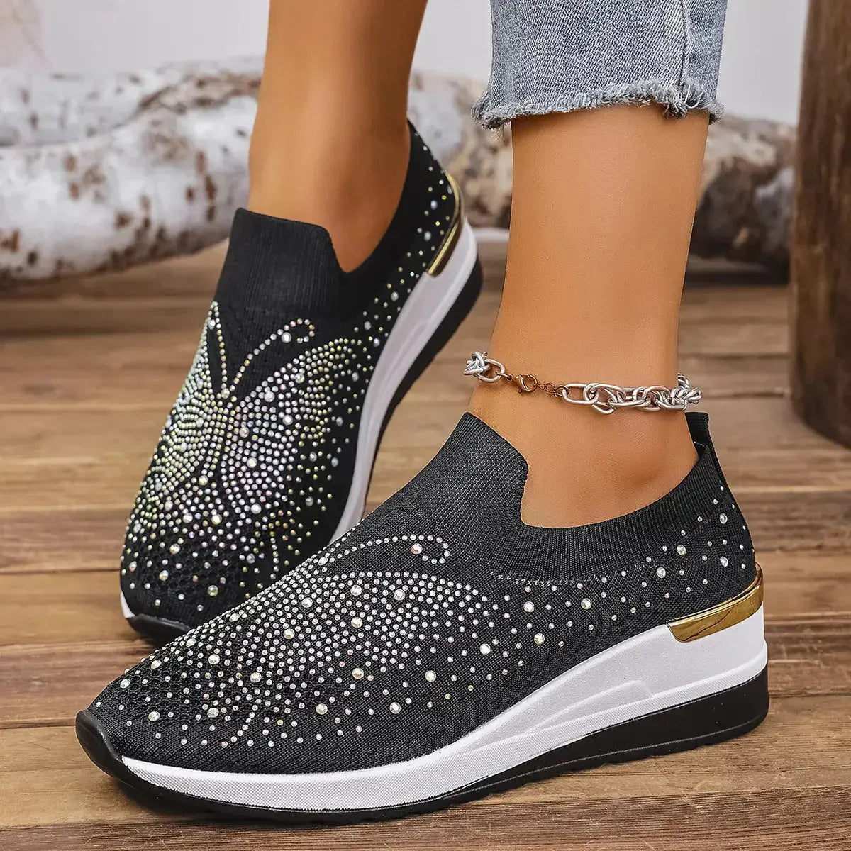 Rhinestone Wedge Sneakers  Style Ratio